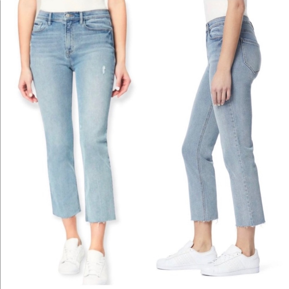 Kensie Jeans Vintage Luxe Distressed “The Slim” Size 4/27 With Raw Hem